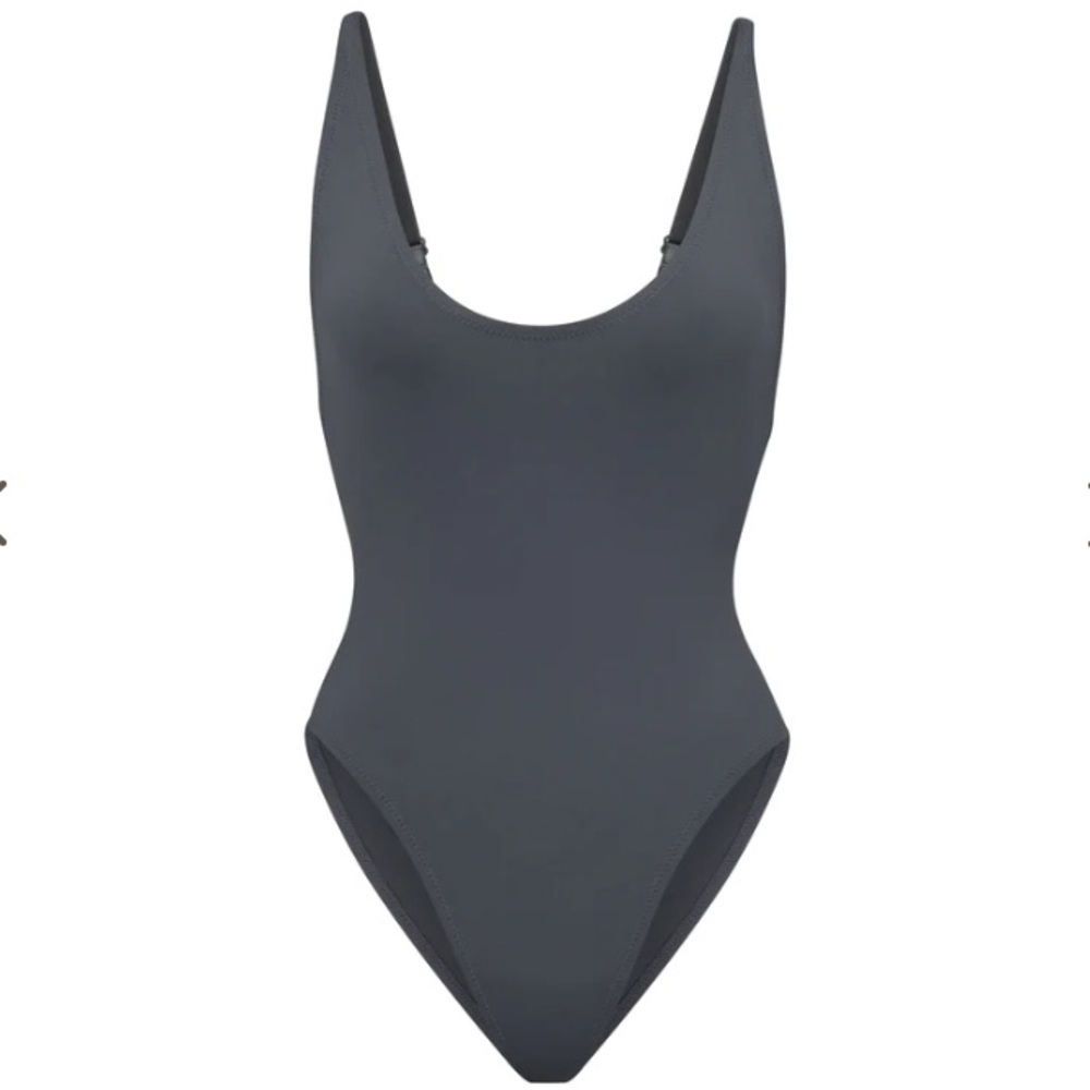 Skims NWT Gunmetal Swim Scoop Neck One Piece SZ XS